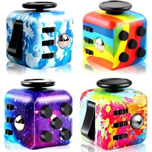 4 Pack Cube Fidget Toy, Magic Cube Stress- og angstlindringslegetøj