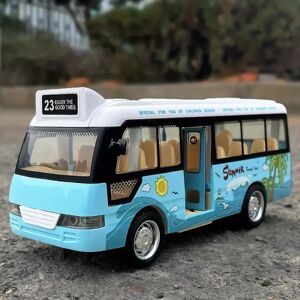 JBK Bybus Legetøj Biler,Die-Cast Metal Lufthavnsbiler Til Drenge 3-8 år,Træk tilbage Blå Legebil Med Lyd Og Lys Til Børn Piger Gave Jul