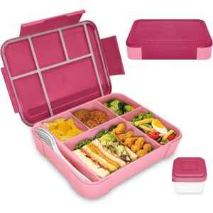 Bento Madkasse Kids, Bento Box Madkasse Voksne med 5 rum og 1 salatdressingbeholder, Snackbox til børn og voksne Arbejdsskole