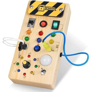 pc Musik Montessori Busy Board Aktivitetstavle i træ med 8 LED'er