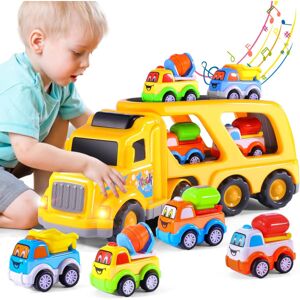 Heyone Legetøjslastbiler Bil til 1 2 3 4 5-årige Småbørn Drenge, 5 i 1 Carrier Lastbil Bil Byggekøretøjer Legetøj til børn Drenge Piger Småbørn
