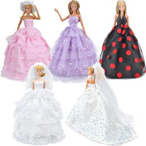 AVANA 5 Stk Barbie Tøj Tilbehør Dukke Brudekjole Prinsesse Dres