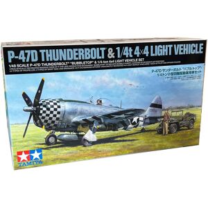 Tamiya P-47d Thunderbolt&4x4 Jeep - 1:48 Byggesæt - Fly Modelbyggesæt