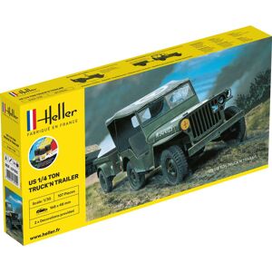 Heller Us 1/4 Ton Truckn'n Trailer 1:35 - Start Kit Militær Køretøjer Modelbyggesæt