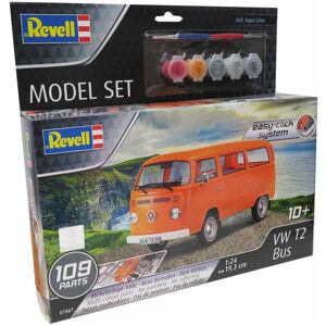 Revell Vw T2 Bus Easy Click - Med Lim Og Maling Byggesæt - Biler / Motorcykler Modelbyggesæt