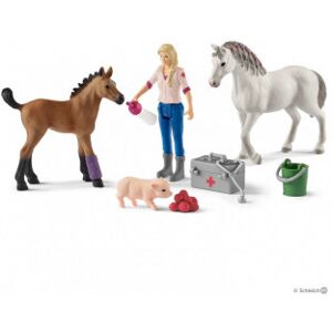 Schleich Farm World 42486 - Dyrlæge Besøger Hoppen Og Føllet