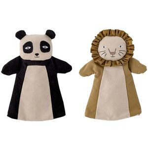 Bloomingville Hånddukke - 2-Pak - 25 Cm - Panda/løve - Bloomingville - Onesize - Legetøj