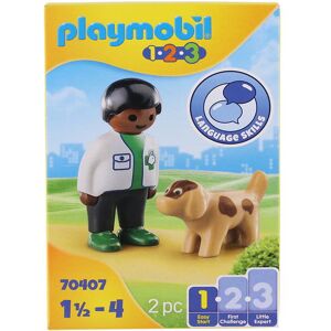 1.2.3 - Dyrlæge Med Hund - 70407 - 2 Dele - Playmobil - Onesize - Legetøj