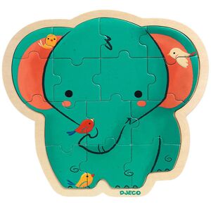 Djeco Puslespil - 16 Brikker - Træ - Elefant - Djeco - Onesize - Puslespil