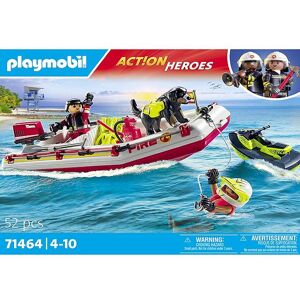 Action Heroes - Brandbåd Med Vandscooter - 71464 - 52  - Playmobil - Onesize - Klodser