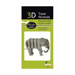 Fridolin 3D papirpuslespil, elefant, grå
