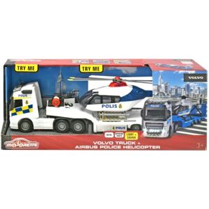 Majorette Volvo FH-16 Svensk Politi Lastbil + Helikopter