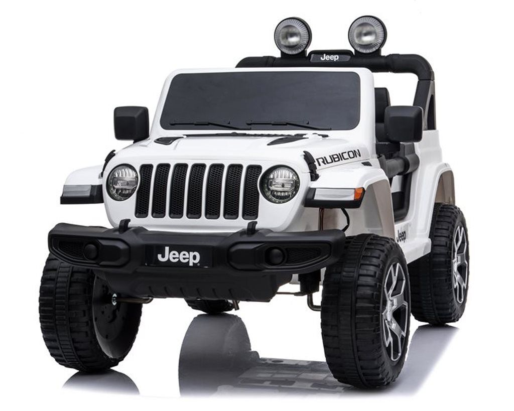 hjemmeudstyr Jeep Wrangler Rubicon - Hvid 4 X 12v Motor, Lædersæde Og Gummihjul
