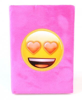 SunToy Plush notesbog med emoji, pink, A5