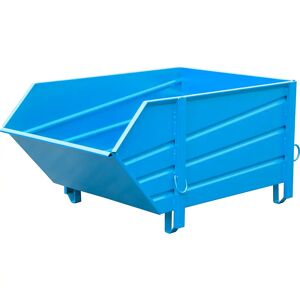 eurokraft pro Recipiente de chapa de acero, capacidad 1 m³, sin trampilla de vertido abatible, de acero perfilado, azul luminoso