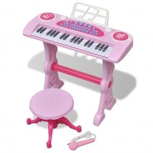 vidaXL Piano De Juguete De 37 Teclas Con Taburete/micrófono Para Niños (rosa)