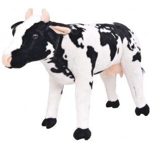 vidaXL Vaca De Peluche De Pie Negra Y Blanca Xxl