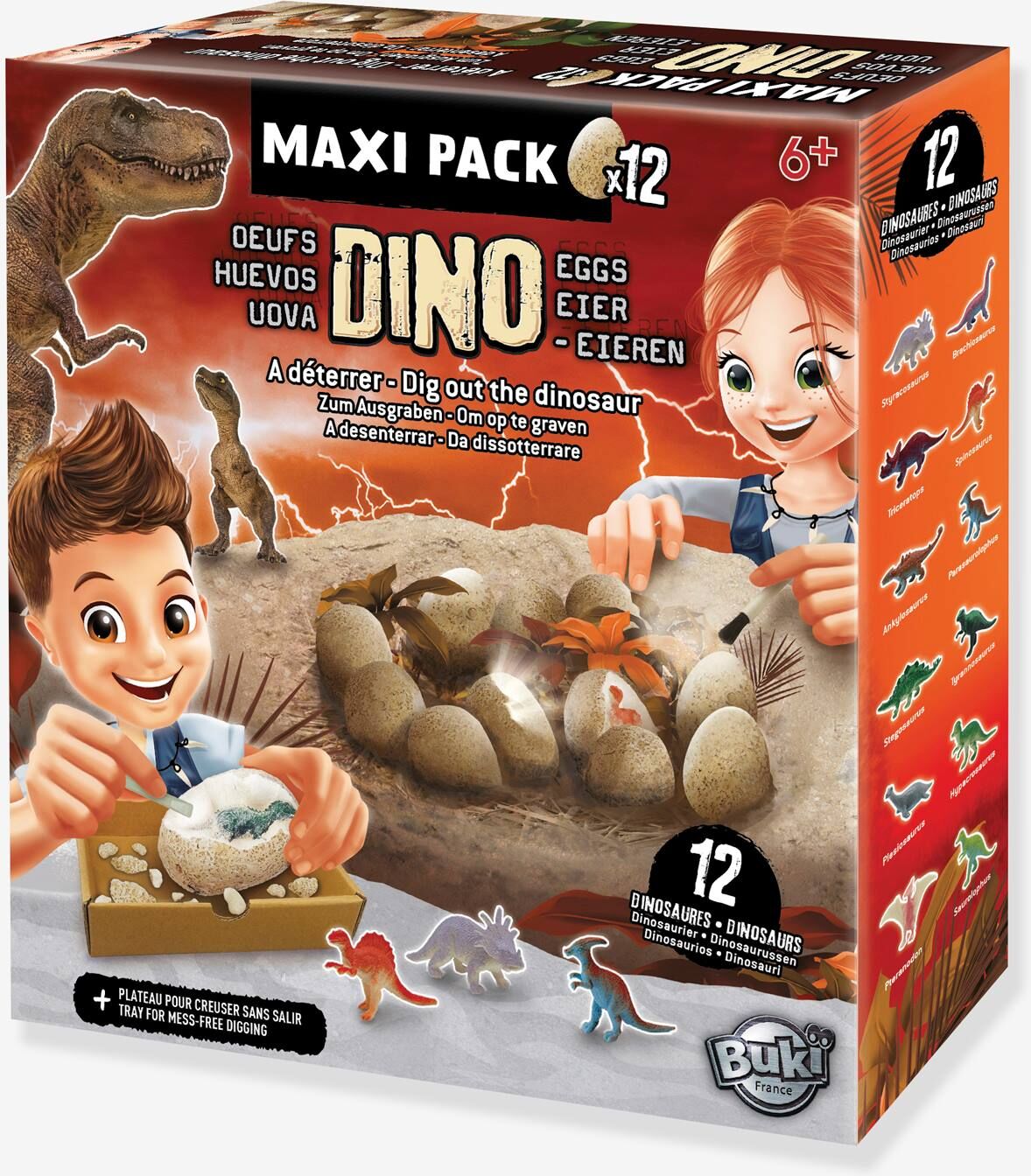 Maxi pack 12 huevos de dinosaurio - BUKI naranja