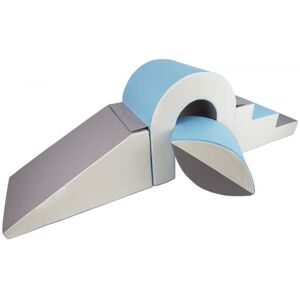 Set de blocs en mousse 4 éléments avec petit pont blanc, bleu clair, gris