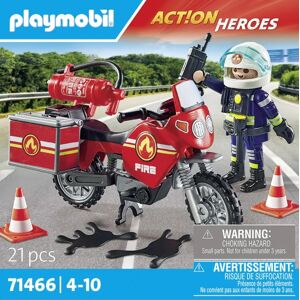 Pompier et moto - Playmobil®  Les pompiers - 71466 - Publicité