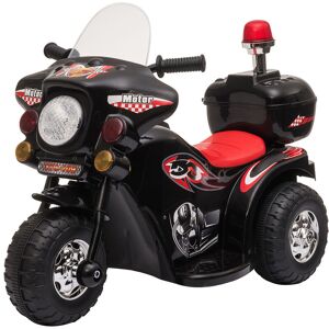 Homcom - Moto scooter électrique pour enfants modèle policier 6 v 3 Km/h fonctions lumineuses et sonores top case noir - Noir - Publicité