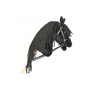GENERIQUE Hobby Horse Frison Noir pour activité de Hobby Horsing pour Enfants et Adolescents de 7 à 20 Ans- Cheval bâton avec Filet et rênes - tête de Cheval - Publicité