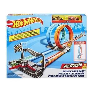 Mattel Hot Wheels circuit acrobatique Action Piste double boucle en folie - Publicité