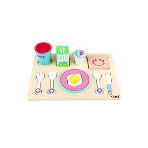 GENERIQUE Enfants En Bois Petit-Déjeuner Set de Cuisine Jeux de Simulation Playset Tout-Petits Bois Jouets Alimentaires BT893 - Publicité