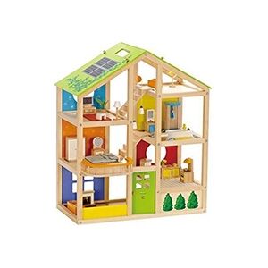 Hape All Seasons Kids Dollhouse Dollhouse by Winning Award 3 Story Dolls House Toy with Furnishings, Movable Stairs and Reversible Season Theme - Publicité