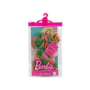 Mattel Barbie Fashion Pack - HBV32 - Ensemble vêtements Robe Tropicale avec des Manches Bouffantes, Un Bandeau Jaune + Sac à Main Rose - Publicité