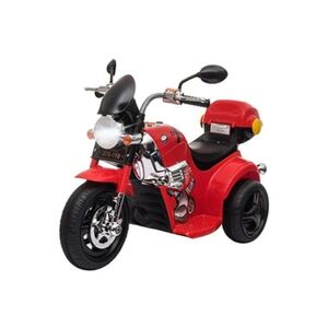 HOMCOM Moto électrique pour enfants scooter 3 roues 6 V 3 Km/h effets lumineux et sonores top case rouge - Publicité