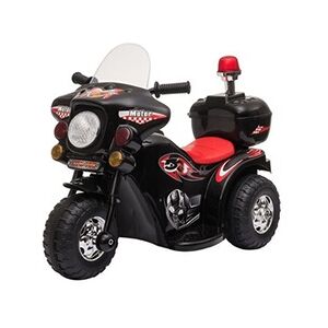 HOMCOM Moto scooter électrique pour enfants modèle policier 6 V 3 Km/h fonctions lumineuses et sonores top case noir - Publicité