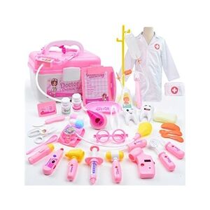 GENERIQUE 35 Pièces Malette Déguisement de Docteur Enfant Jouet Costume Jeu d'imitation Medecin Outils Médical Cadeau pour Garçon et Fille (rose) - Publicité