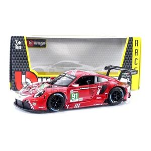 Bburago Voiture Miniature de Collection 1-24 - PORSCHE 911 RSR - Le Mans 2020 - White / Red - 28016R - Metal - Publicité