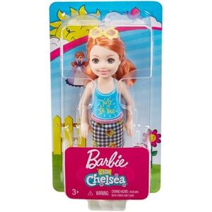 Barbie Famille mini-poupée Chelsea fille rousse, haut bleu et jupe vichy motifs smileys, jouet pour enfant, FXG81 - Publicité