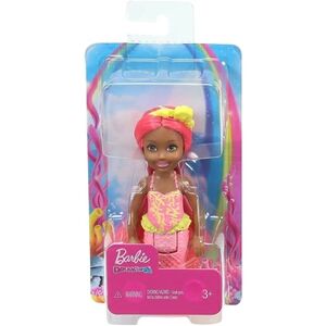 Mattel Barbie Dreamtopia Chelsea Poupée fille sirène métisse avec cheveux corail et queue 16,5 cm - Publicité