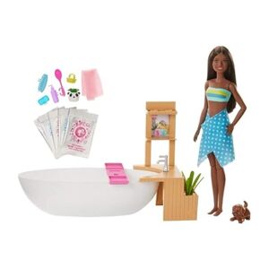 : Coffret bien-être avec baignoire et poupée Barbie brune - Publicité
