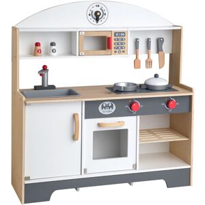 Wevally Cuisine Enfant en Bois, Jouet d'Imitation pour Enfant, 7 Accessoires Inclus, Dès 3 ans, Blanc et Gris - Publicité