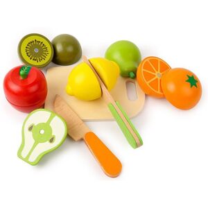 Jouets en bois pour la cuisine des enfants ? Jeu de coupe de nourriture, fruits et légumes pour faire semblant de jouer un r?le, jouets d'apprentissage, cadeau pour les enfants de 3 ans et plus - Publicité