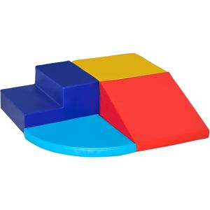 HOMCOM 4 Blocs de Construction XL Jouets éducatifs - parcours motricité enfant Obstable Mousse EPE revêtement PU Bleu Rouge Jaune