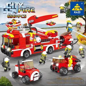 City Fire – blocs de construction compatibles avec l échelle LEGO, véhicule de sauvetage multifonctionnel 8 en 1, modèle de jouet pour enfants