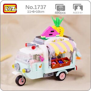 LOZ 1737 rêve parc d'attractions fruits voiture véhicule banane ananas modèle bricolage Mini blocs briques construction jouet sans boîte - Publicité