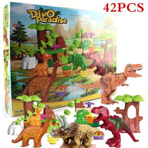 Ensemble de blocs de construction Dino Valley, 42 pièces/lot, grosses particules, modèle du monde Animal dinosaure, jouets briques