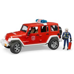 BRUDER   Machine de pompier   Pompier Jeep Wrangler Unlimited Rubicon avec figurine pompier   1:16 - Publicité