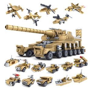 Blocs de construction de chars militaires 16 en 1, 544 pièces, Super véhicule, avion, camion, voiture, bateau, briques de l armée, jouets éducatifs pour enfants