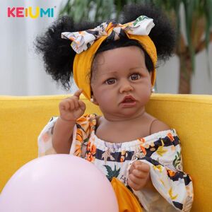 57 cm Reborn bébé bambin poupées à la main en fibre de cheveux peau noire Silicone corps complet réaliste Reborn fille poupée cadeaux de fête des enfants