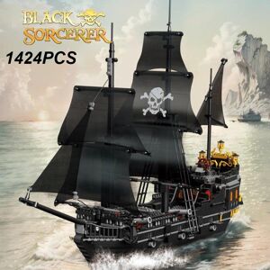 AMAZINGBLOKS Blocs de construction de bateau Pirate noir, 1424 pièces, modèle de bateau fantôme squelette, briques à assembler, jouets de décoration de bureau, cadeaux de noël pour enfants - Publicité