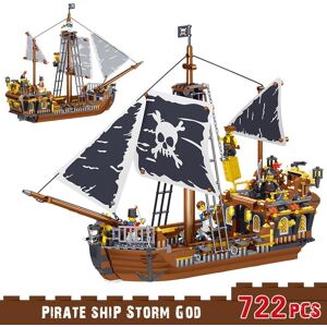 Série bateau Pirate, modèle Storm God, jouets pour enfants, cadeaux intéressants pour garçons, petits blocs de construction, jouets à monter soi-même - Publicité