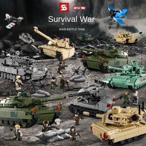 SZ Survival War 0100 – 0108 série Tank, pièces de Puzzle pour enfants, Puzzle à assembler, blocs de construction à petites particules