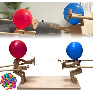 Bataille d homme en bambou avec 20 ballons, marionnettes de clôture en bois faites à la main, jeu de combat de robots en bois - Publicité